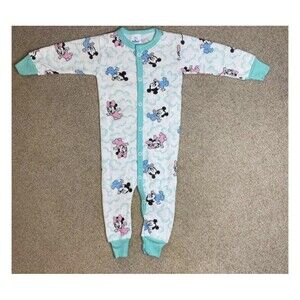 VTG 1984 Disney Babies Mickey Minnie Thermal Romper Dundee USA Size Small 13-18